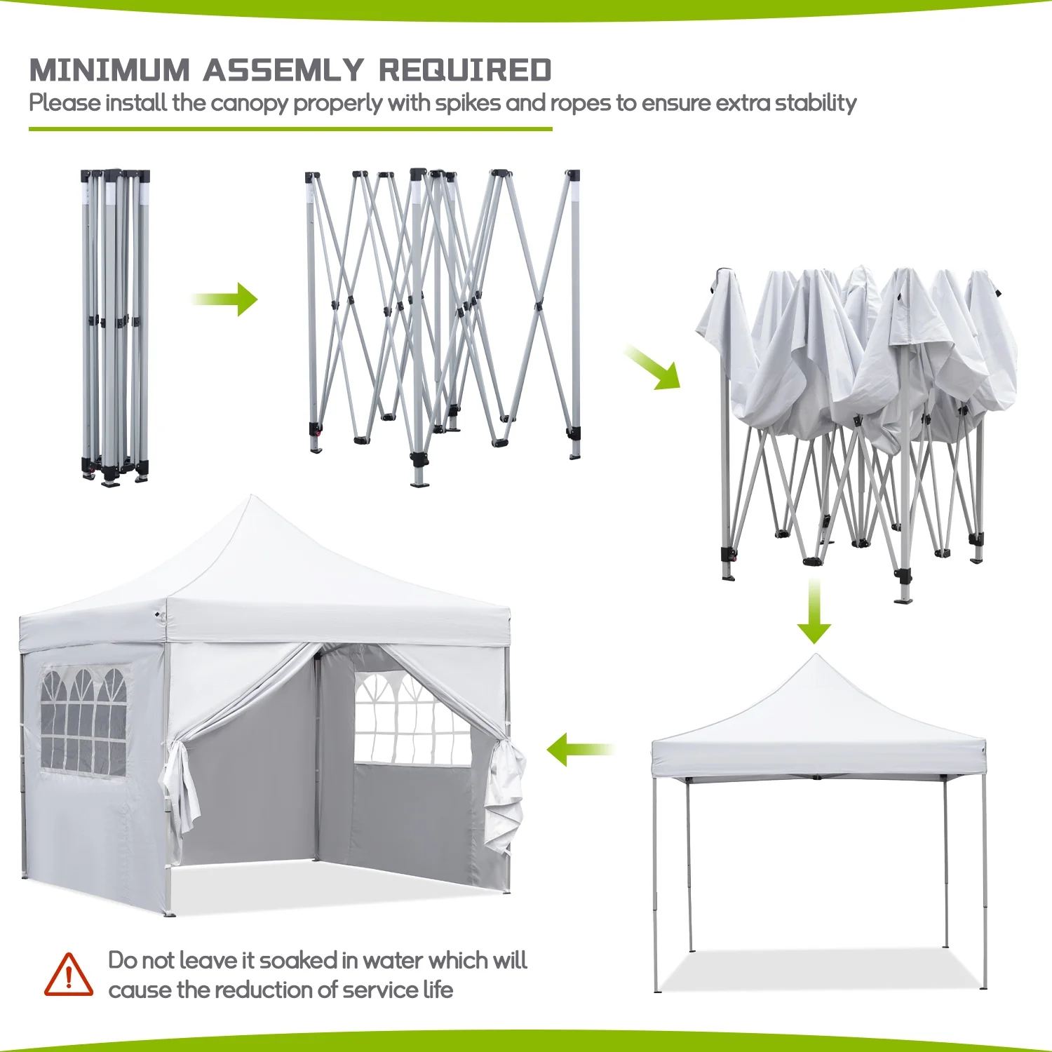 Outdoor Basic 10' x 10' Pop up Canopy Tent with 4 Side Panels Outside Canopy