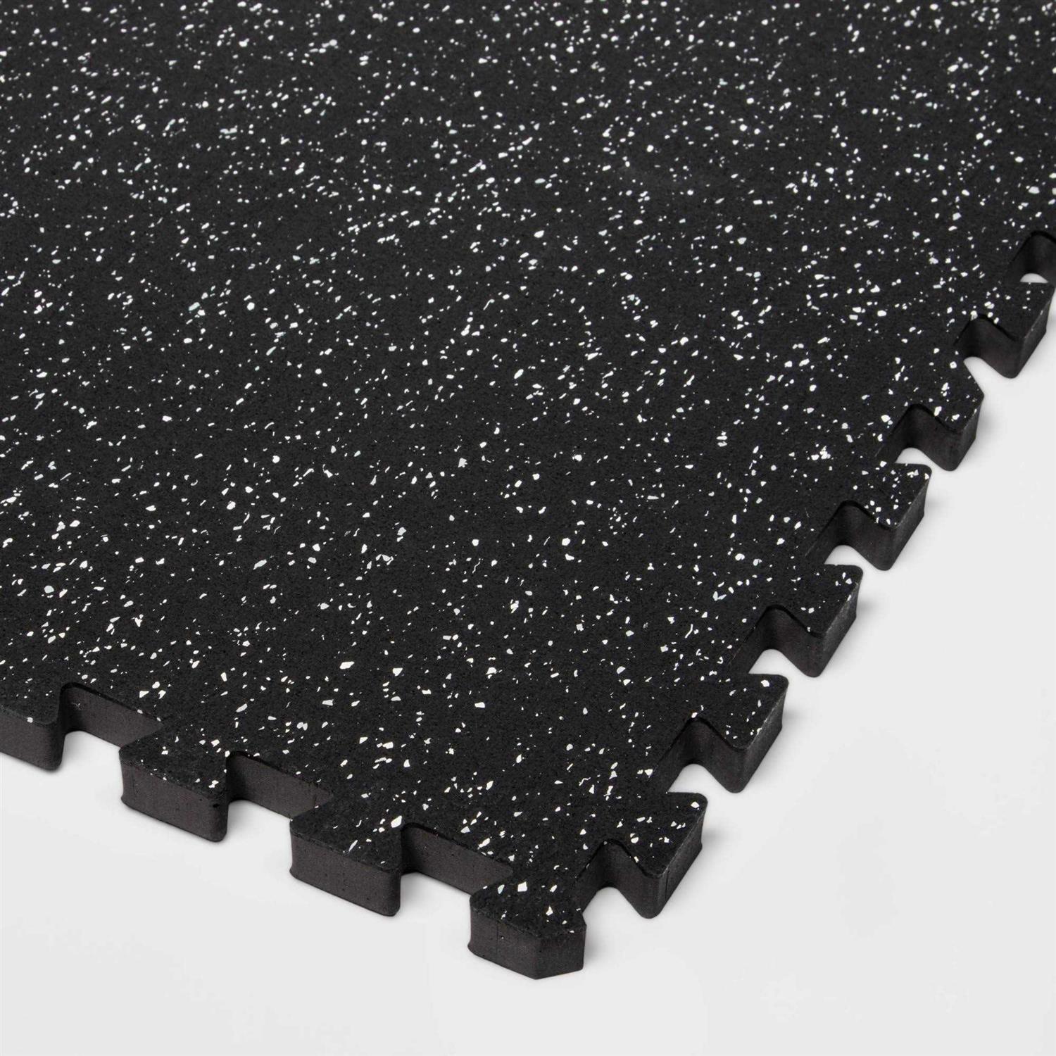 Interlocking Floor Tiles Premium EVA &amp; Rubber Black 24 x 24 All in Motion - Sports Supplies Online Store