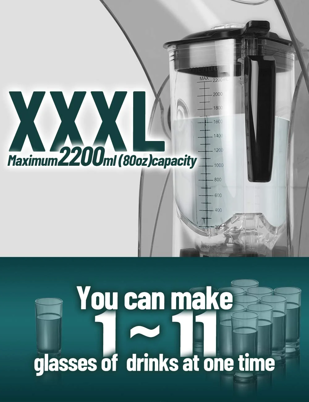 WantJoin Professional Commercial Blender, 2200W Quiet Shield Blender with Sound Enclosure