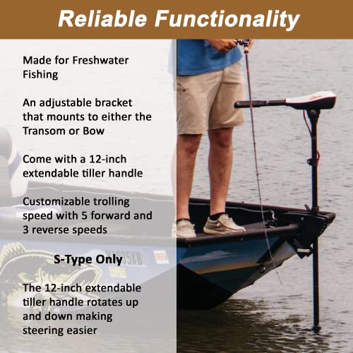 Pro Controll Revolution L-Type Freshwater Bow or Transom Mount Electric Trolling Motor, 50 lb Max Thrust, 36-inch Shaft