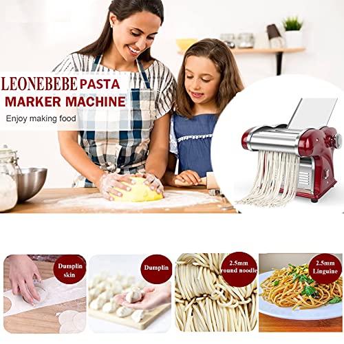 Electric Household Pasta Maker Automatic Noodle Maker Machine Dough Pressing Spaghetti Roller 2-in-1 Dual Knife No Disassembled Stainless Steel for