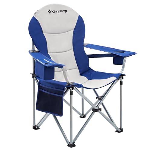 KingCamp Oversized Camping Folding Chair, Heavy Duty 450 LBS with Lumbar Support, Padded Outdoor Chair with Cup Holder