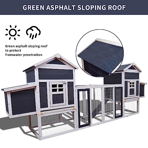 Outdoor Chicken Coop for 8 Chickens, 2025Upgraded Portable Wooden Hen House with Nesting Boxes, Chicken House, Chicken Run Cage