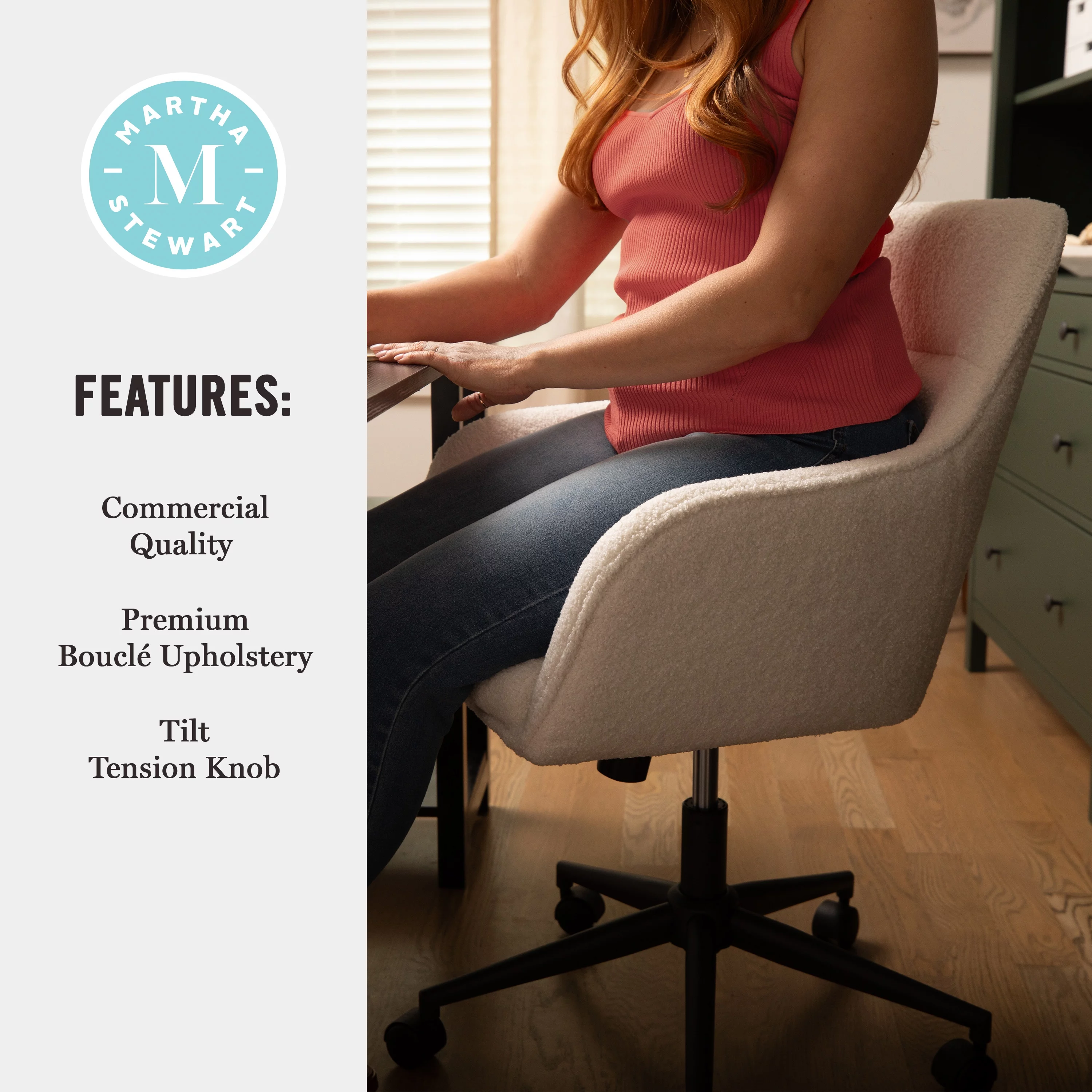 Martha Stewart Rayna Upholstered Office Chair in White/Oil Rubbed Bronze