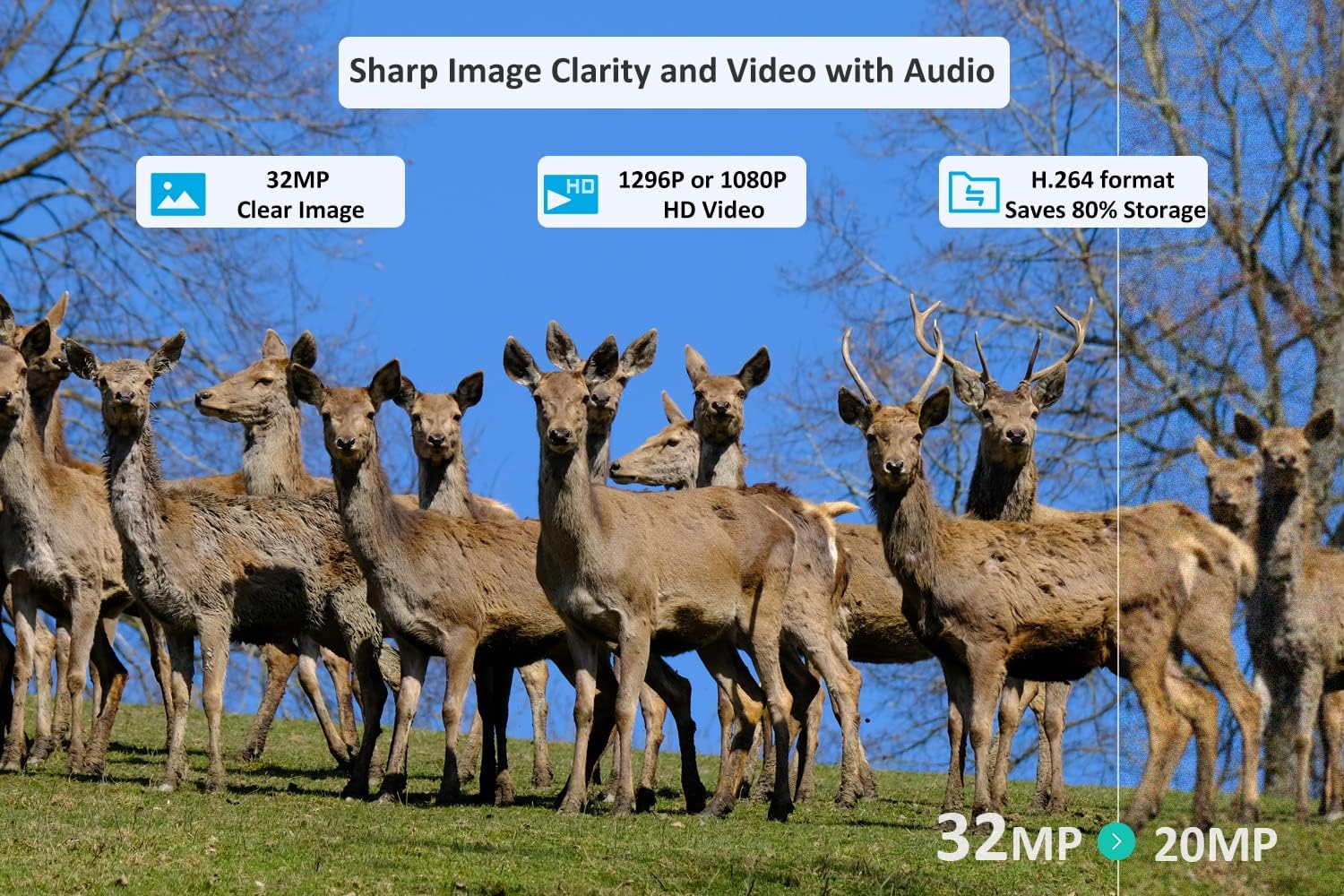 Meidase P100 WiFi Trail Camera (2022), 32mp 1296p, Game Cameras with 100ft Night Vision Motion Activated Waterproof, Compatible with Bluetooth