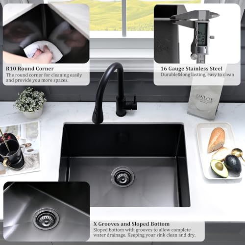 Stainless Steel Laundry Sink Undermount-VASOYO 23x18x13 Undermount Laundry Sink Stainless Steel Utility Sink 16 Gauge Single Bowl Laundry Room Sink