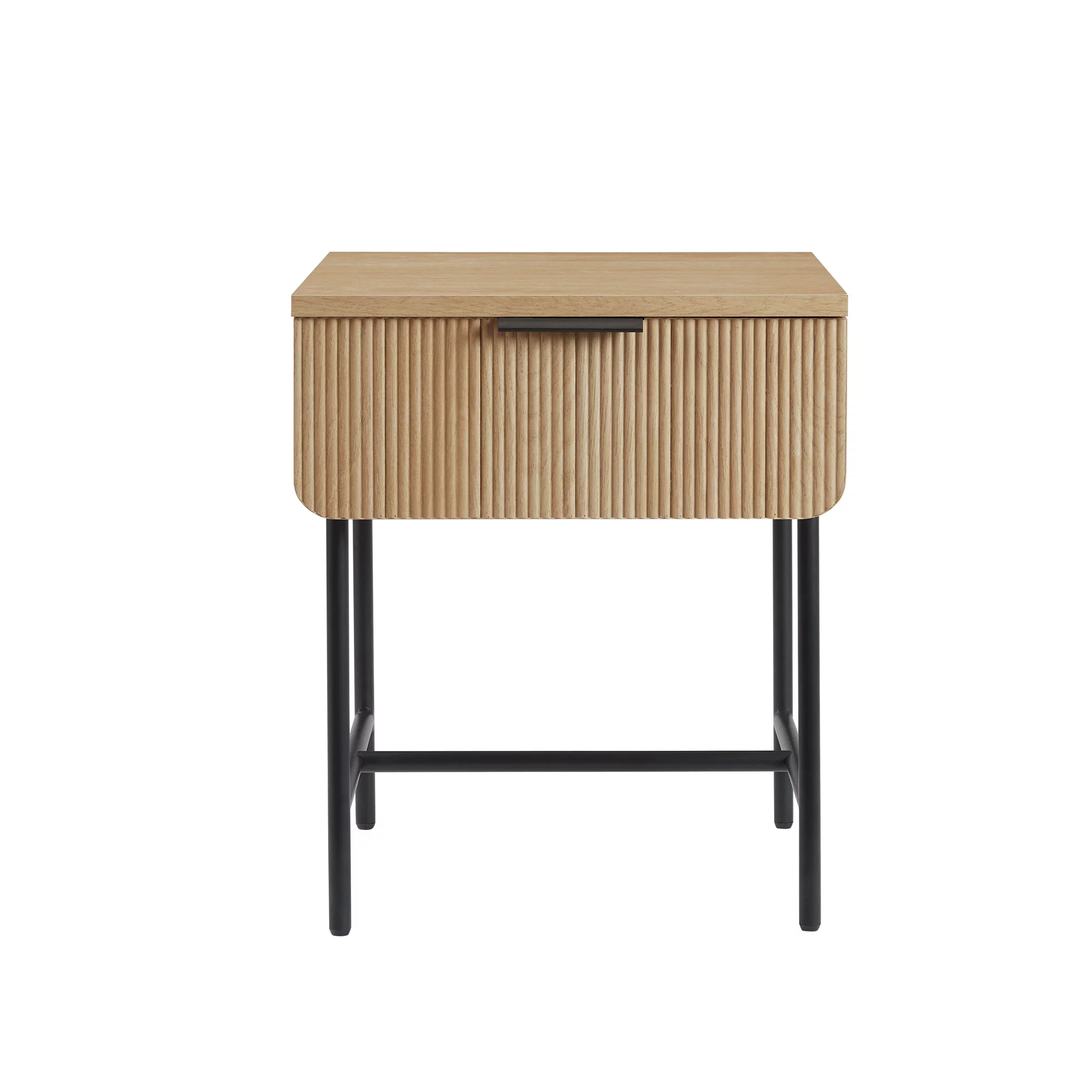 Walker Edison 18.5" Reeded 1-Drawer Side Table - Coastal Oak/ Black
