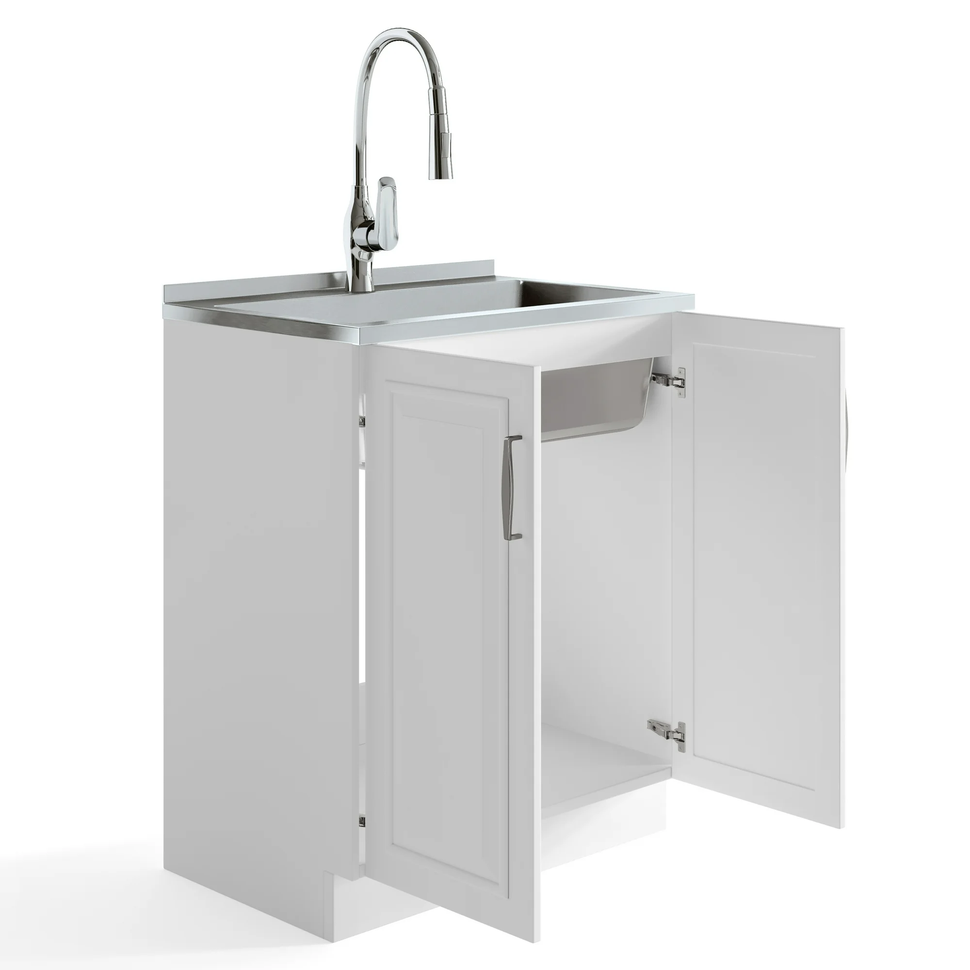 Simpli Home Darwin All-in-One 28-inch Utility Sink &amp; Cabinet