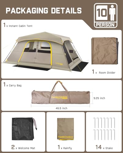 FanttikOutdoor Zeta C8 Air/C10 Air Camping Tent, Lightweight 10 Person Instant Cabin Tent Setup in 60s, 20% Lighter