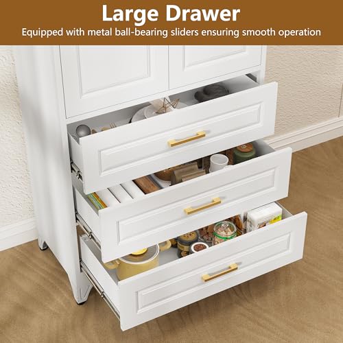 Pantry Cabinet, 71 Inch Tall Kitchen Storage Cabinet, Metal Pantry Cabinet with Doors and Adjustable Shelves, Black Food Cupboard
