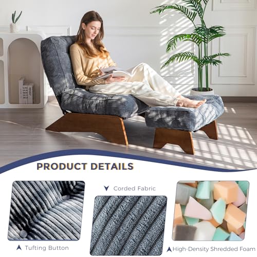 MAXYOYO Accent Chair with Ottoman Adjustable Backrest, Tufted Living Room Chair Upholstered Lounge Chair with Footrest Set
