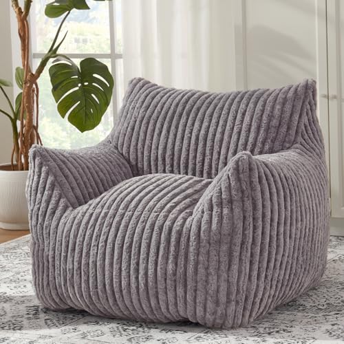 Giant Bean Bag Chairs for Adults with Filling Plush Fluffy Bean Bag Chairs for Teens with Armrests Comfy BeanBag Lazy Couch Sofa Chair for Bedroom