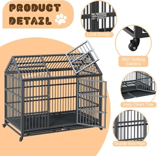 Heavy Duty Dog Crate for Large Medium Small Dogs