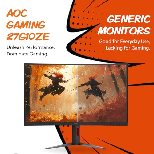 AOC C27G2Z 27" Curved Frameless Ultra-Fast Gaming Monitor, FHD 1080p, 0.5ms 240Hz, FreeSync, 2x HDMI 2.0, 1x Display Port, Height Adjustable