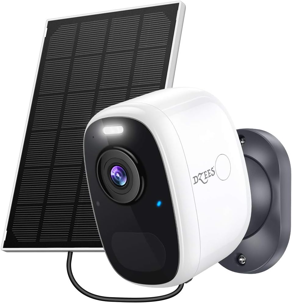 Solar Security Camera Outdoor Wireless WiFi, Dzees 2K Color Night Vision Outdoor Security Camera