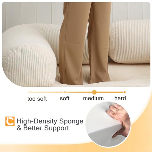 COMAX Folding Sofa Bed, Convertible Chair Bed Corduroy 3-in-1 Foldable Floor Couch with High-Density Foam, Futon Sofa Sleeper Mattress