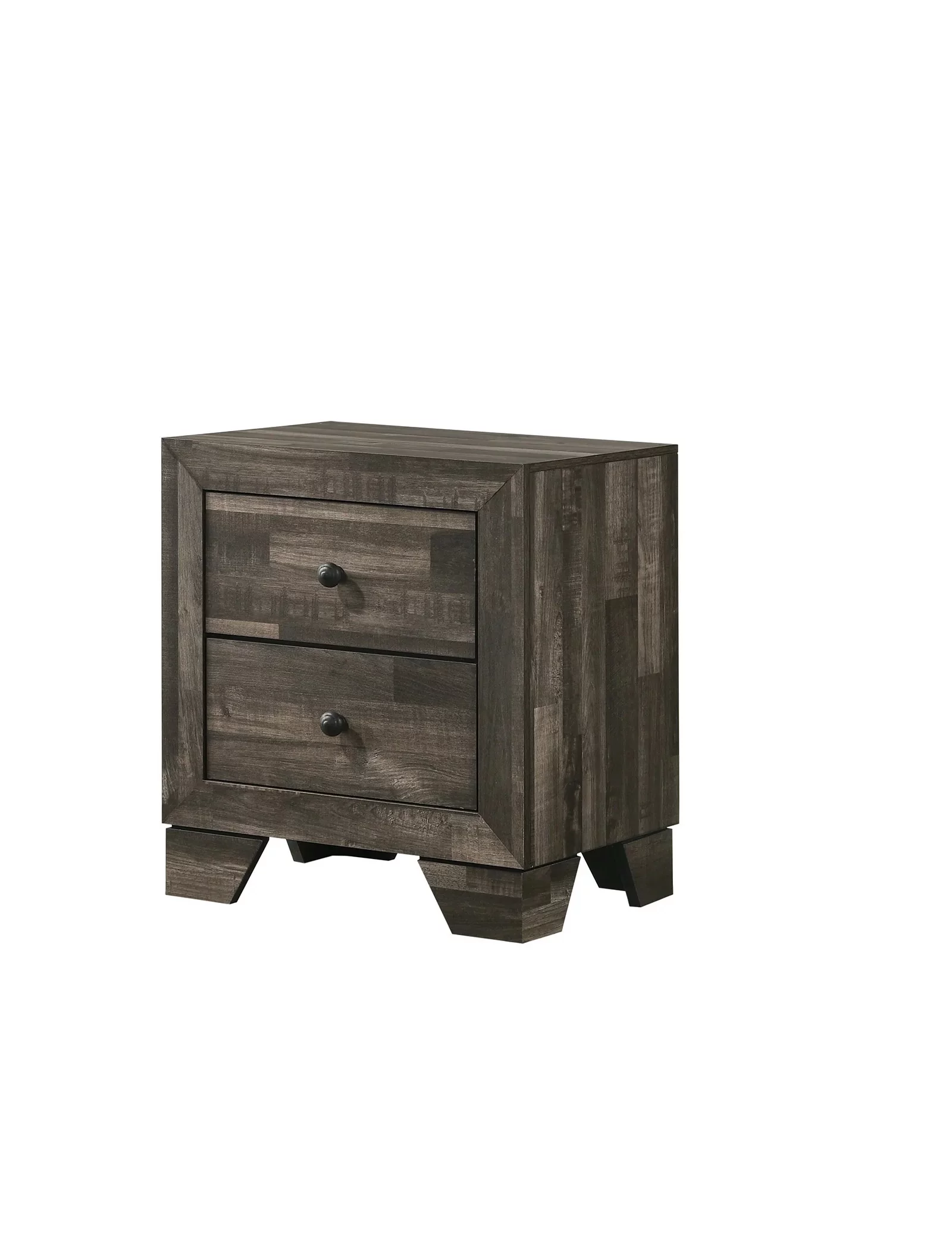 Rustic Brown Finish 4pc Queen Size Platform Bedroom Set Bed Dresser Mirror Nightstand Wooden Furniture