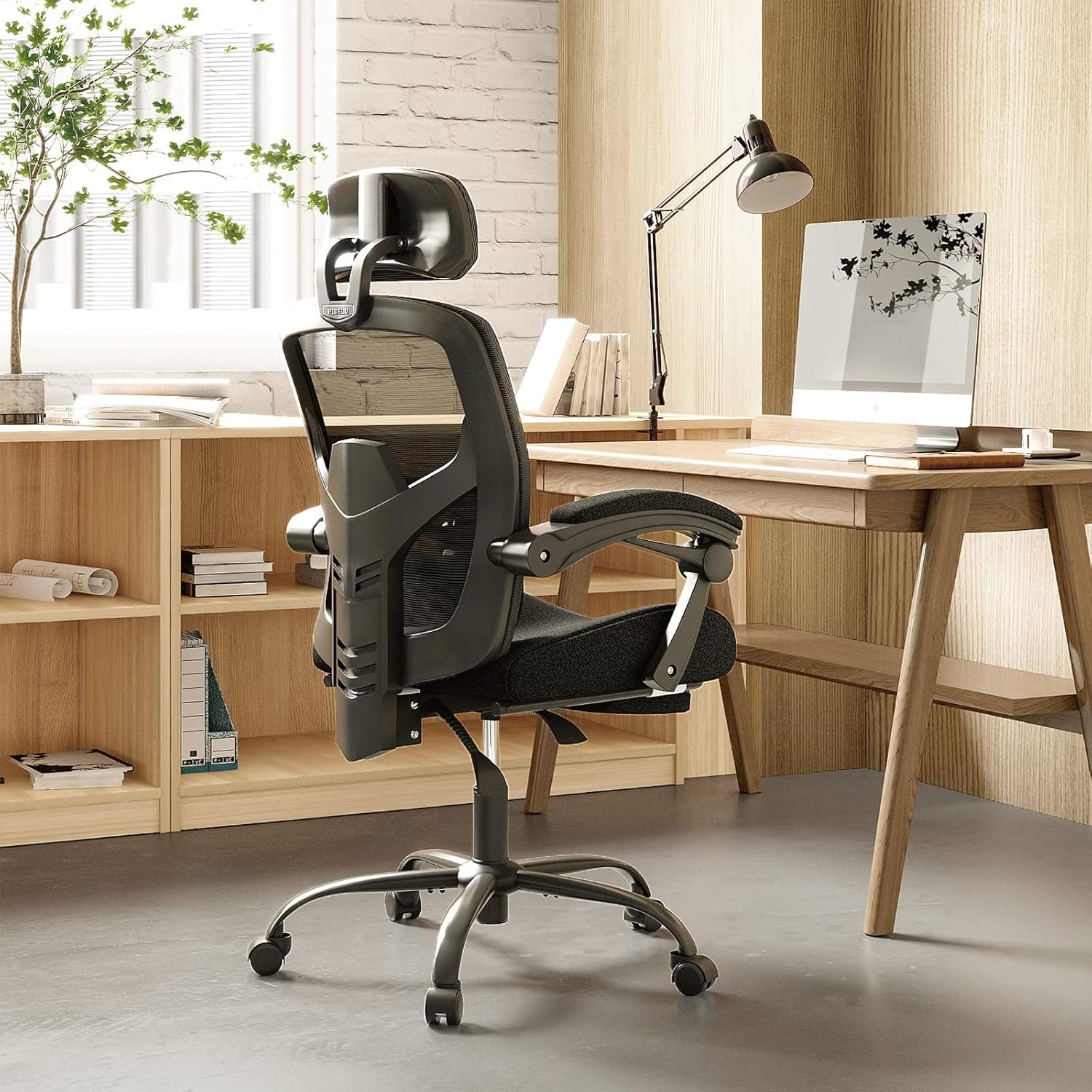 Ergonomic Office Chair, Reclining High Back Mesh Chair, Computer Desk Chair, Swivel Rolling Home Task Chair with Lumbar Support Pillow