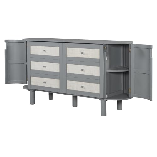 Queen Size Farmhouse Murphy Bed Cabinet with Charging Station, Foldable Platform Bed Frame with 2 Storage Drawers