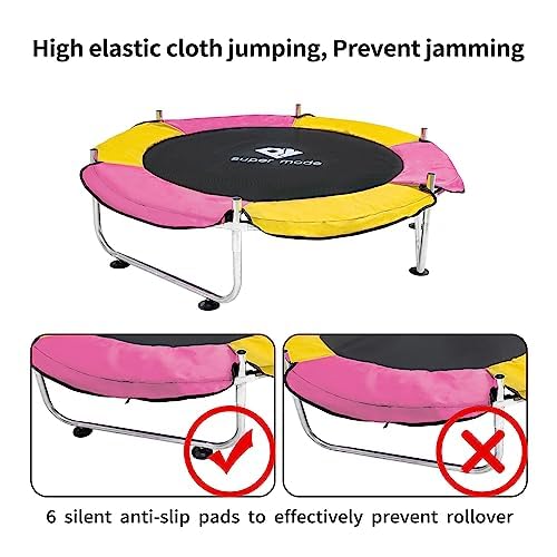Trampoline for Kids, 5FT Adjustable for Toddler, Indoor/Outdoor Baby Trampoline with Enclosure Net, No-Gap Safe Design, Gifts for Boys & Girls