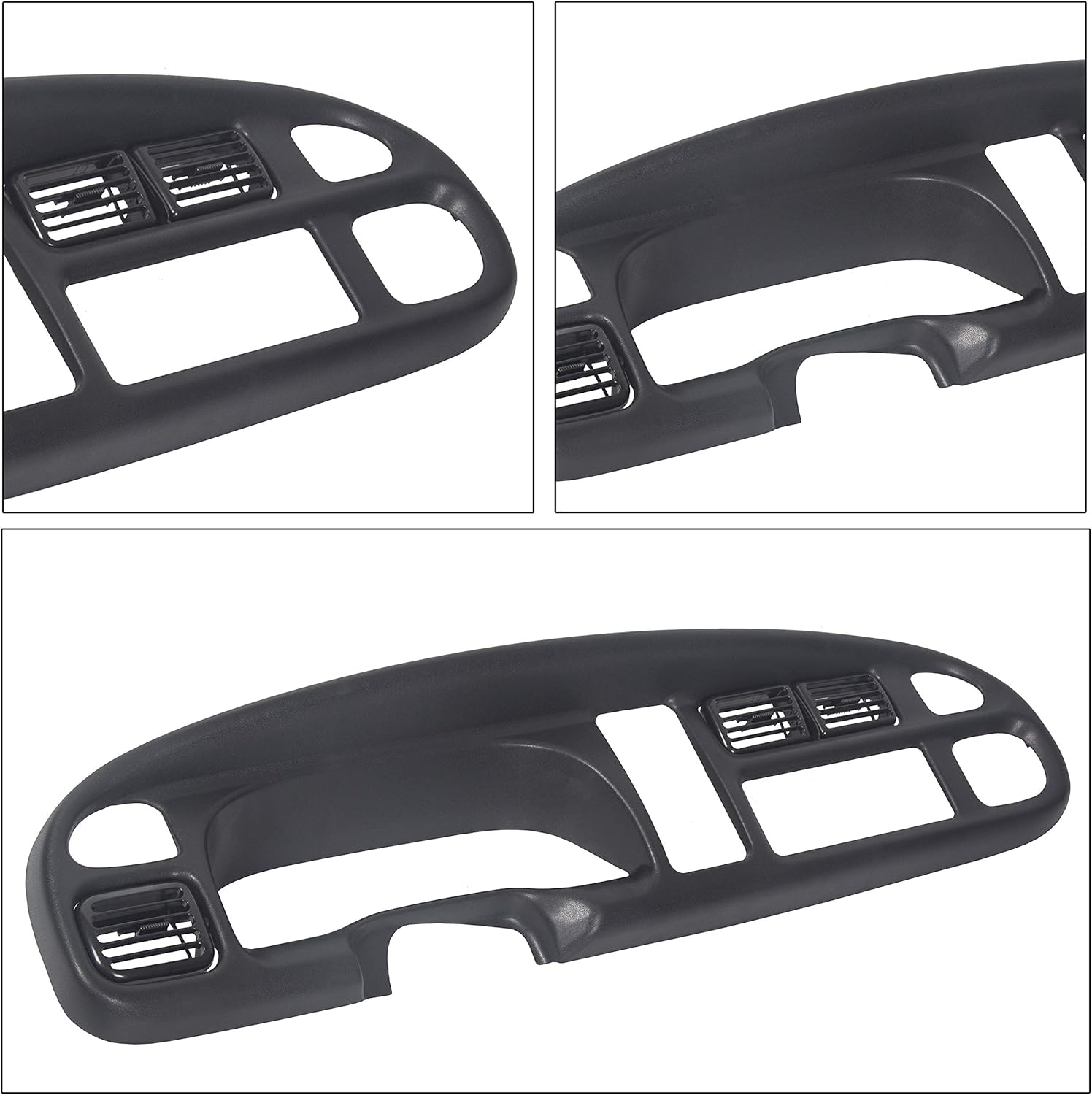 ECOTRIC Front Dash Pad Cover Overlay Dashboard Cap Compatible with 1998-2001 Dodge Ram Trucks Gray Molded Dash Bezel Protector