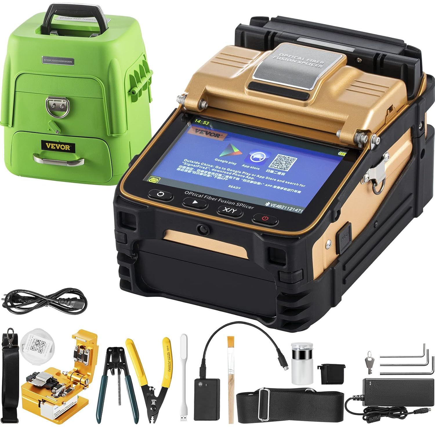 Mophorn Fiber Fusion Splicer AI-8 with 6 Seconds Splicing Time,Fusion Splicer Machine Melting 15 Seconds Heating