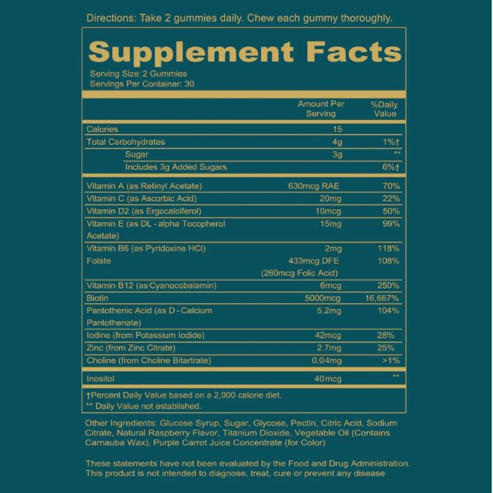 WEEM Hair Skin and Nails Gummies - Supports healthy hair - Vegan biotin Vitamins for Women & Men Supports Faster Hair Growth, Stronger Nails