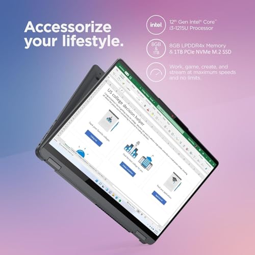 Lenovo IdeaPad Flex 5i 2-in-1 Laptop (14" FHD+ Touchscreen, Intel Core i3-1215U, 8GB RAM, 256GB SSD) Convertible, Fingerprint, FHD Webcam