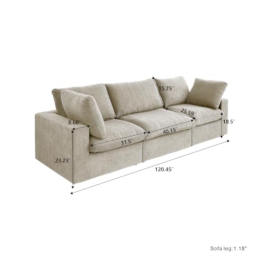 160.6" Cloud Couch Modular Sectional Sofa for Livingroom,Oversized Convertible Sofa with Storage Ottomans,6 Seat Wide Couches