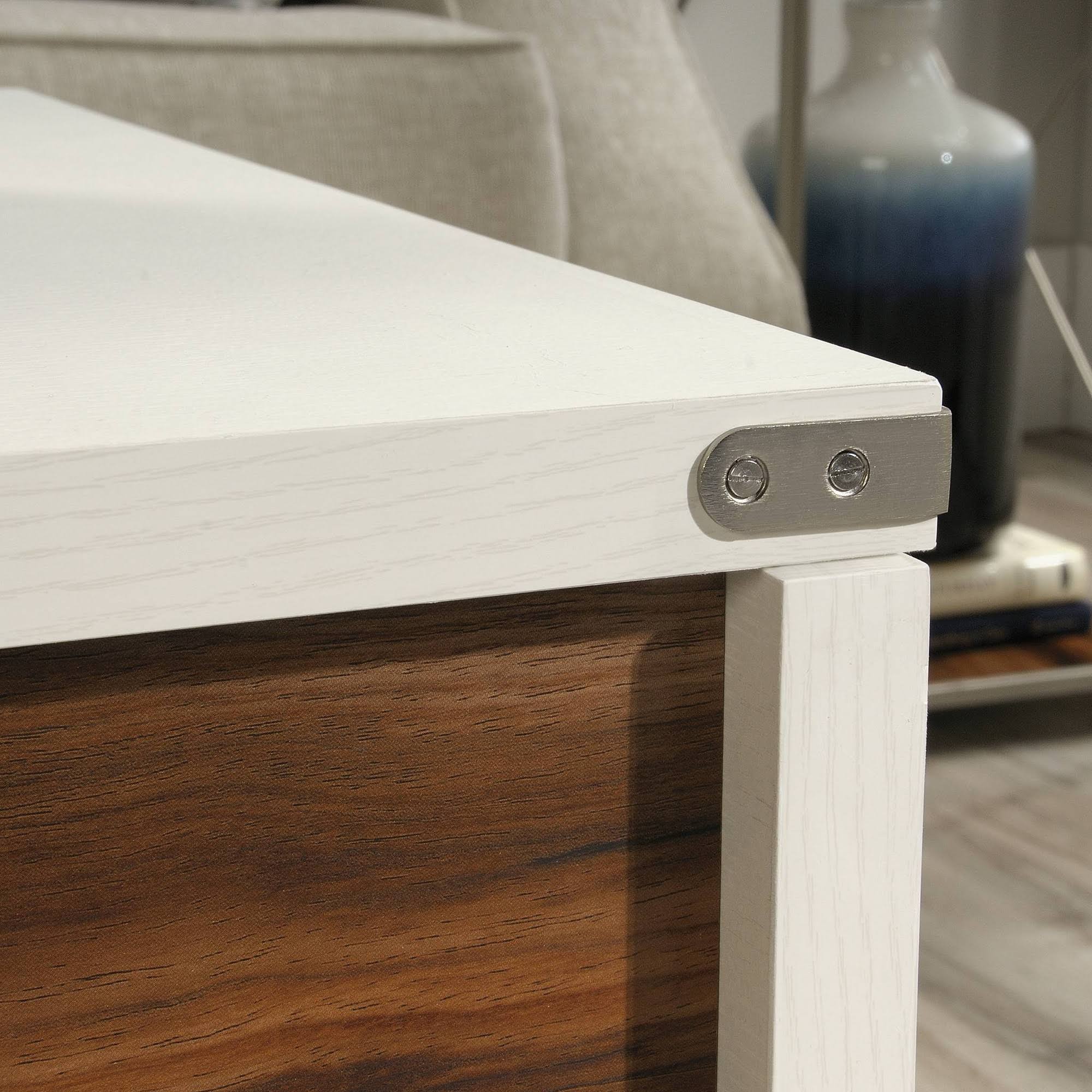 Sauder Vista Key Coastal Wood and Metal Lift-Top Coffee Table in Pearl Oak