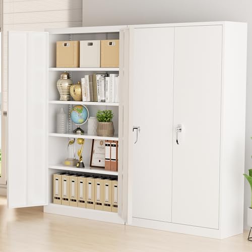 Greenvelly Metal Storage Cabinet, 72" Black Locking Storage Cabinets with Doors and 4 Shelves, Metal Cabinet for Garage Home Office, Classroom