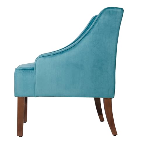 HomePop Velvet Swoop Arm Accent Chair, Suri Blue