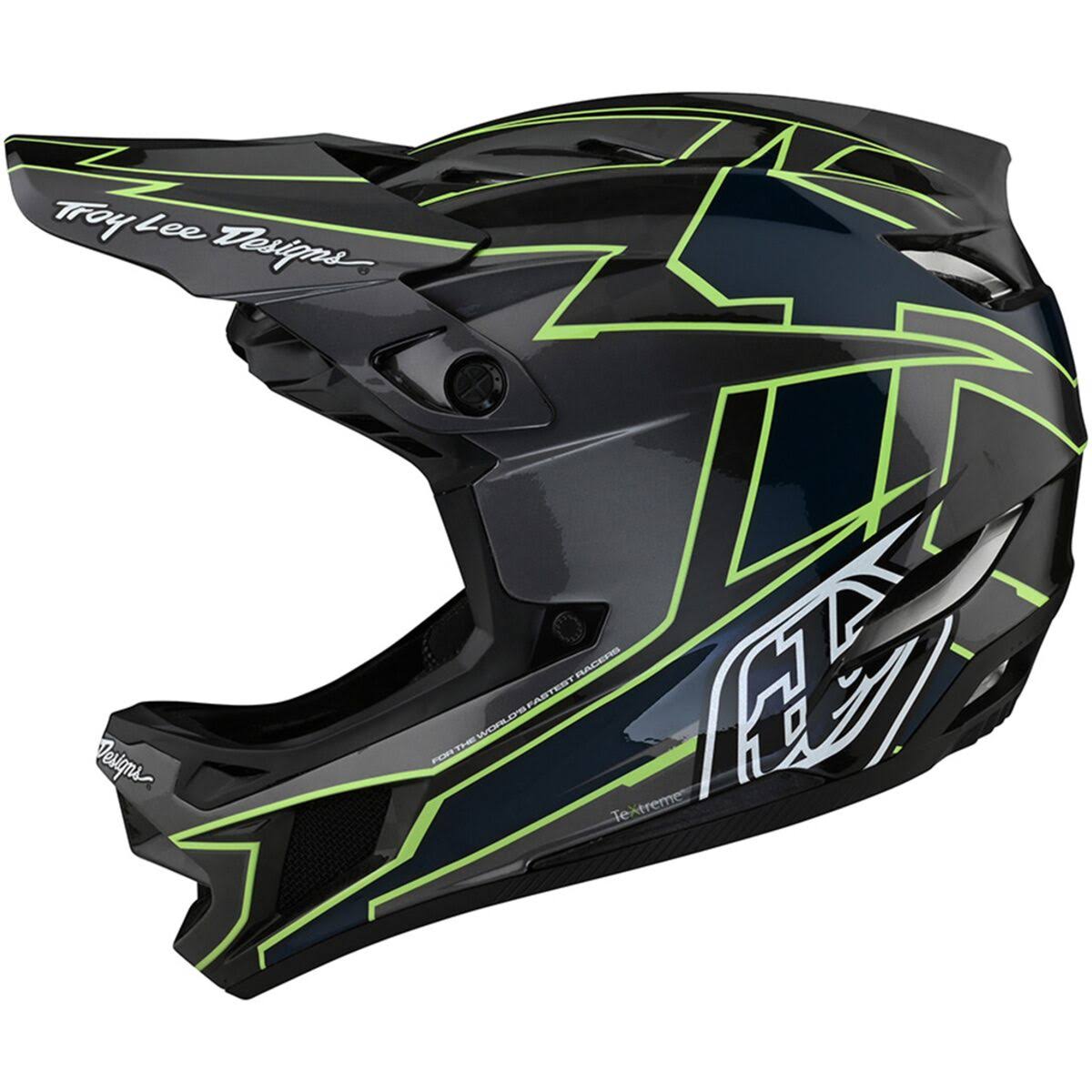Troy Lee Designs D4 Carbon Helmet - Graph Gray / Green LG
