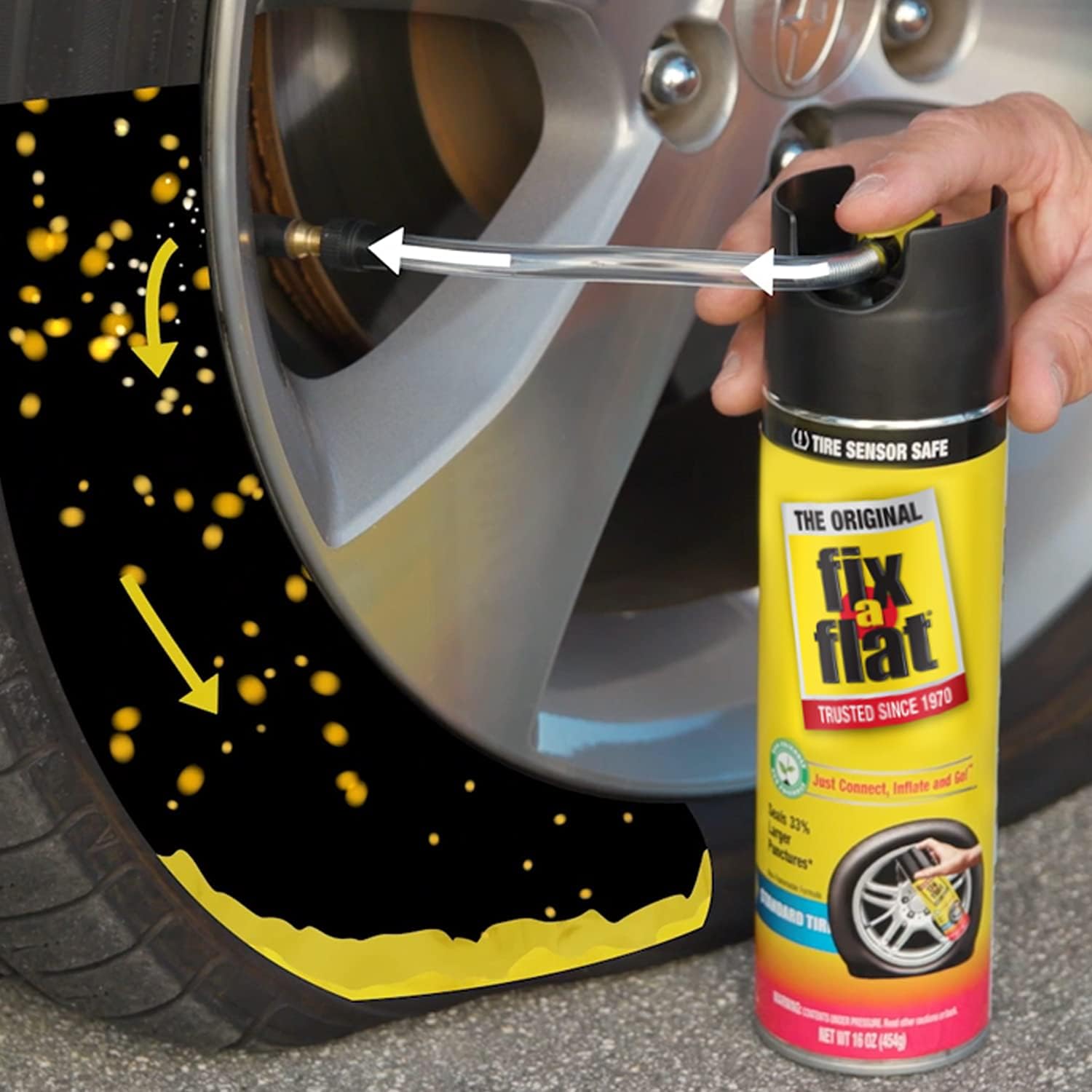 Fix-A-Flat S60420-6PK Aerosol Emergency Flat Tire Repair and Inflator, for Standard Tires, Eco-Friendly Formula, Universal Fit for All Cars