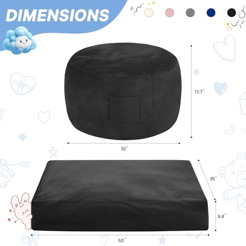 Bean Bag Chairs for Adults - Giant Bean Bag Chair Convertible Bean Bag Bed - Beanbag Chair with Micro Fiber Cover/Furniture Foam Filler