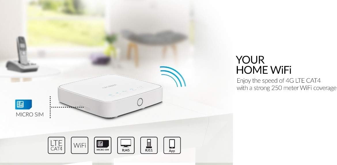 Router Alcatel Link Hub 4G LTE Unlocked Worldwide HH41NH Multibam 150 Mbps Wi-Fi (4G LTE USA Latin Caribbean Euro Asia Africa) + RJ45 Up to 32 Users