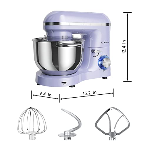 Aucma Stand Mixer,6.5-QT 660W 6-Speed Tilt-Head Food Mixer, Kitchen Electric Mixer with Dough Hook, Wire Whip & Beater (6.5QT, Black)