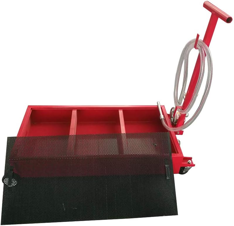 MTFY Portable 20 Gallon Oil Drain Pan with Pump,Truck Car Oil Drain Pan Low Profile with 8' Hose, Red