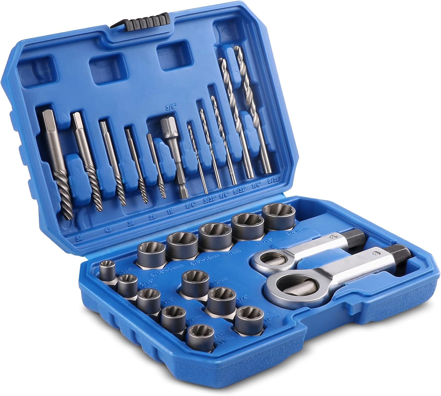 Screw Extractors, Nut Splitter Cracker Set, PTSTEL 26PCS Impact Nut/Bolt Removal Drill Bit Kit, Bolt Extractor Tool Set For Damaged Rusted Screws