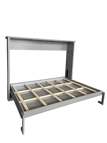DNYN Queen Size Murphy Bed with Storage Drawer(Large) & Charging Station for Bedroom,Convertible Pinewood Wall Bedframe w/Stylish Cabinet Design
