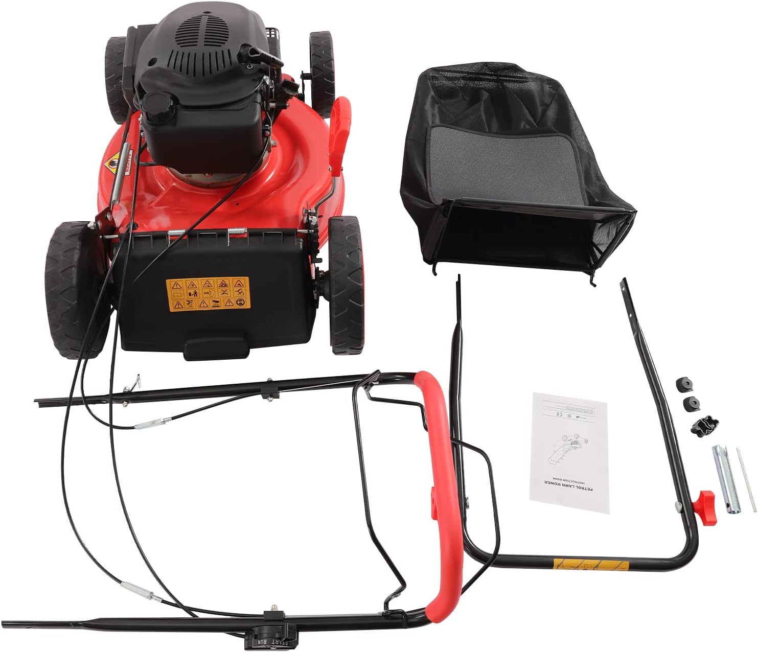 4-Stroke 173CC Self-Propelled Gas Powered Lawn Mower Gas Mower, 8 Adjustable Heights for Small to Medium Sized Yards