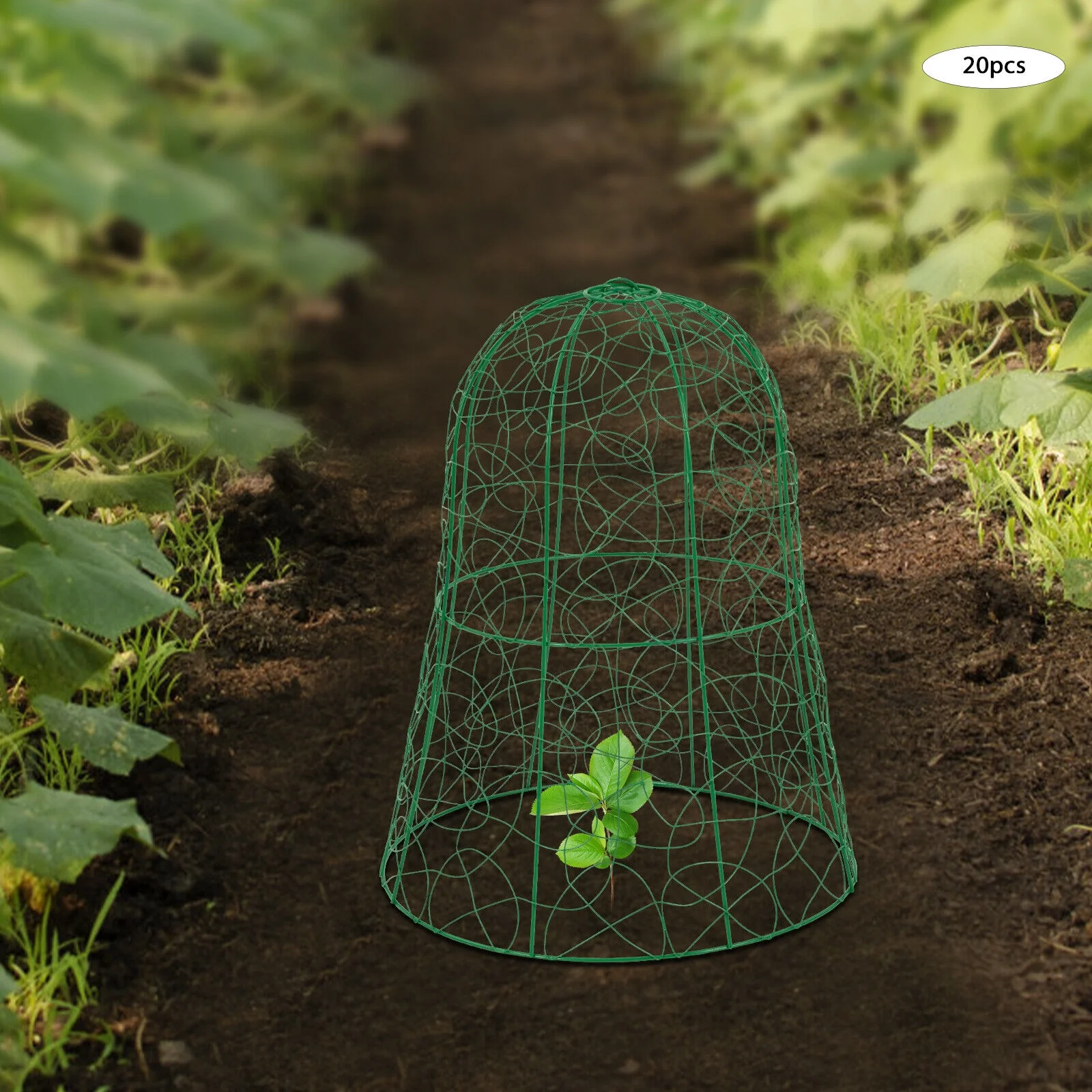 20PCS Garden Chicken Wire Cloche Plant Protector and Cover Iron Black/Green 12.99"H×15.75"