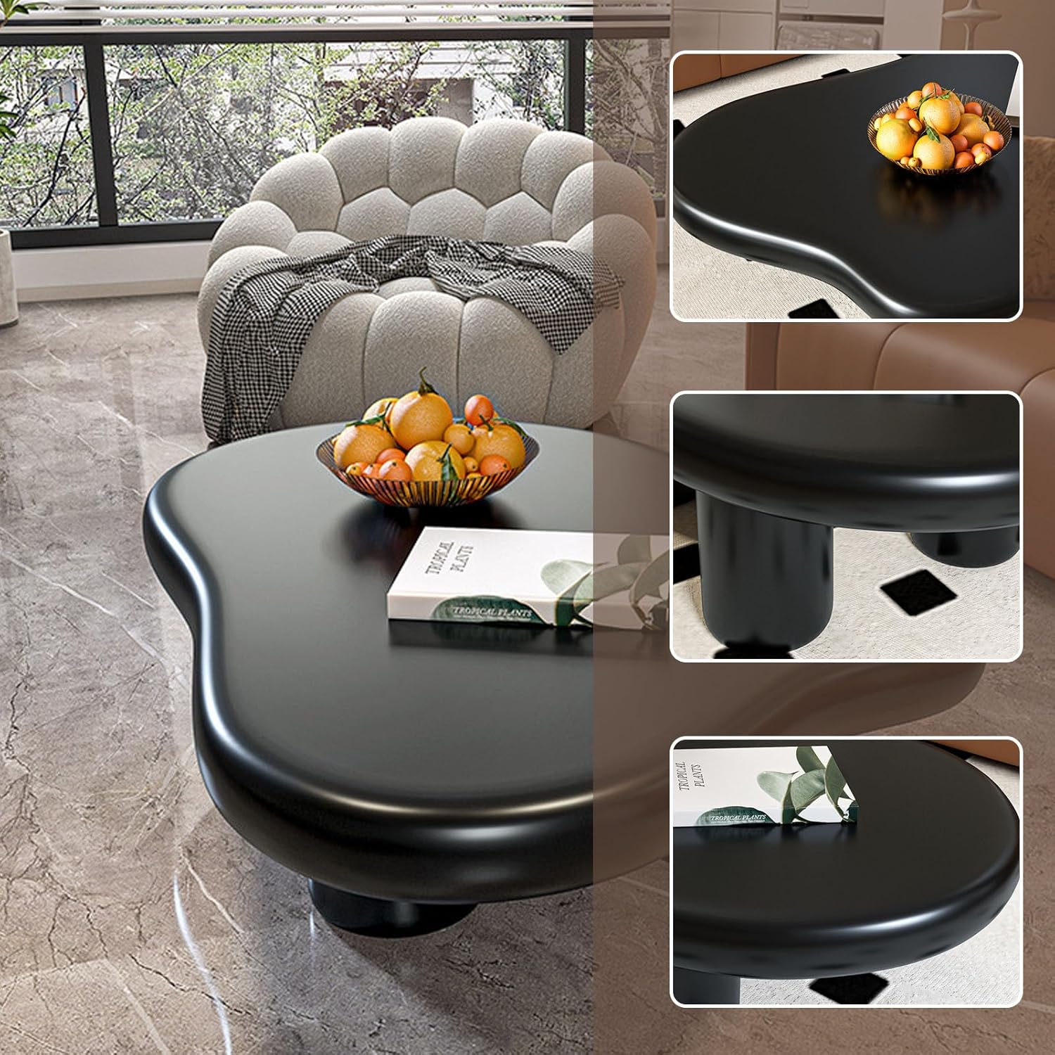 Cloud Coffee Table Irregular Indoor End Table for Living Room Modern Coffee Table Free Shape Coffee Table with 4 Legs