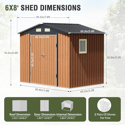 Outdoor Storage Shed, 5x3 Ft Metal Steel Tiny House with Lockable Door, Vertical Outside Storage Building for Garden, Backyard, Lawn, Patio Utility