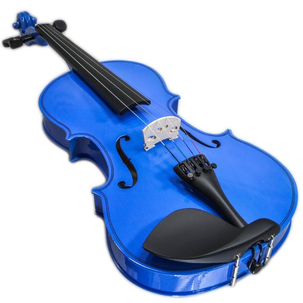 Sky Full Size Vn202 Solidwood Blue Violin Beautiful Purfling with Brazilwood Bow and Lightweight Case