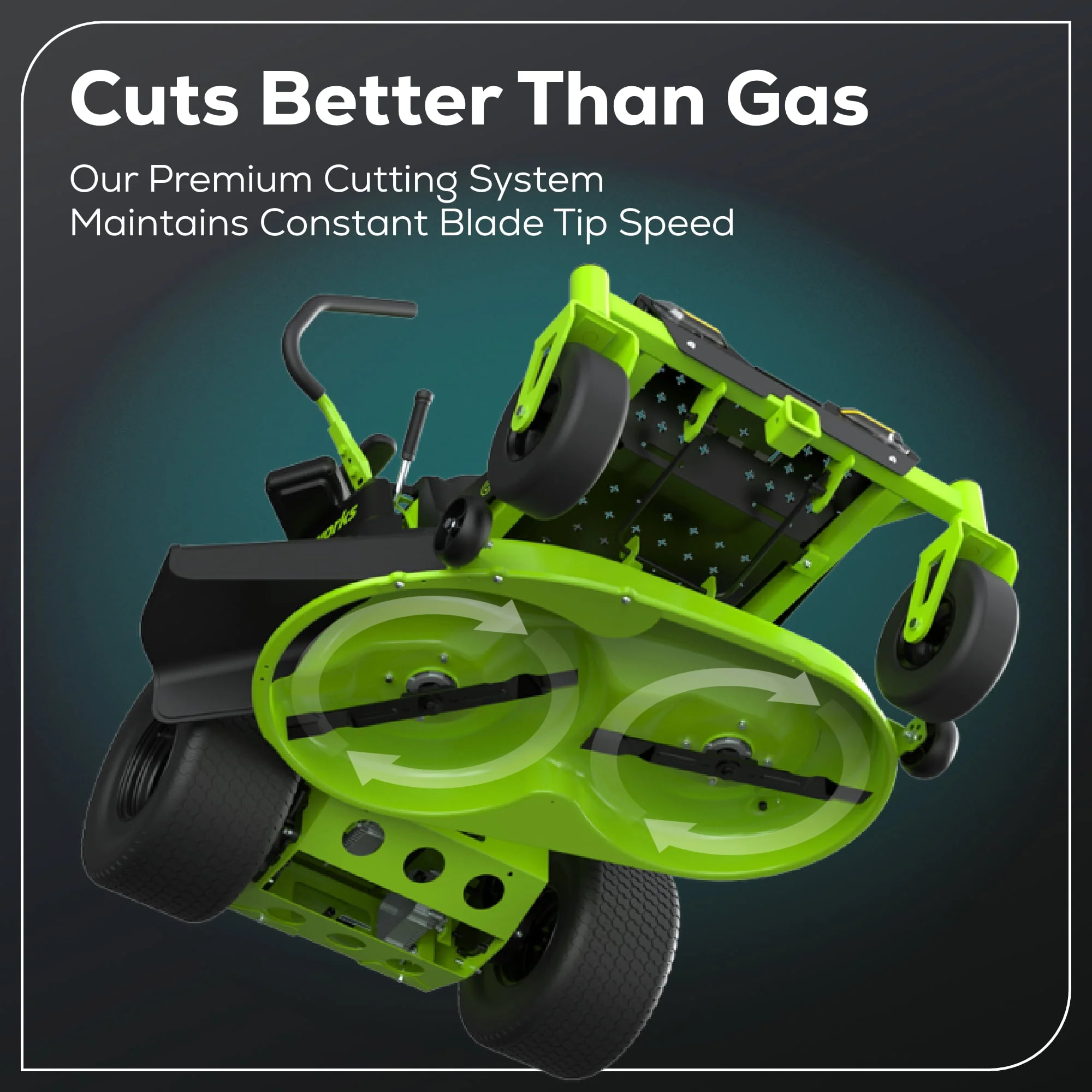 Greenworks 60V 42” Cordless Battery Crossover-Z Zero Turn Riding Lawn Mower + (6) 8Ah Batteries & (3) Dual Port Turbo Chargers 7409302