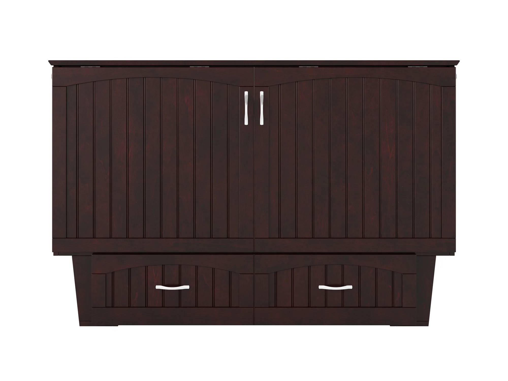 AFI Nantucket Queen Solid Wood Murphy Bed Chest with Mattress, Drawer & Charger in Espresso