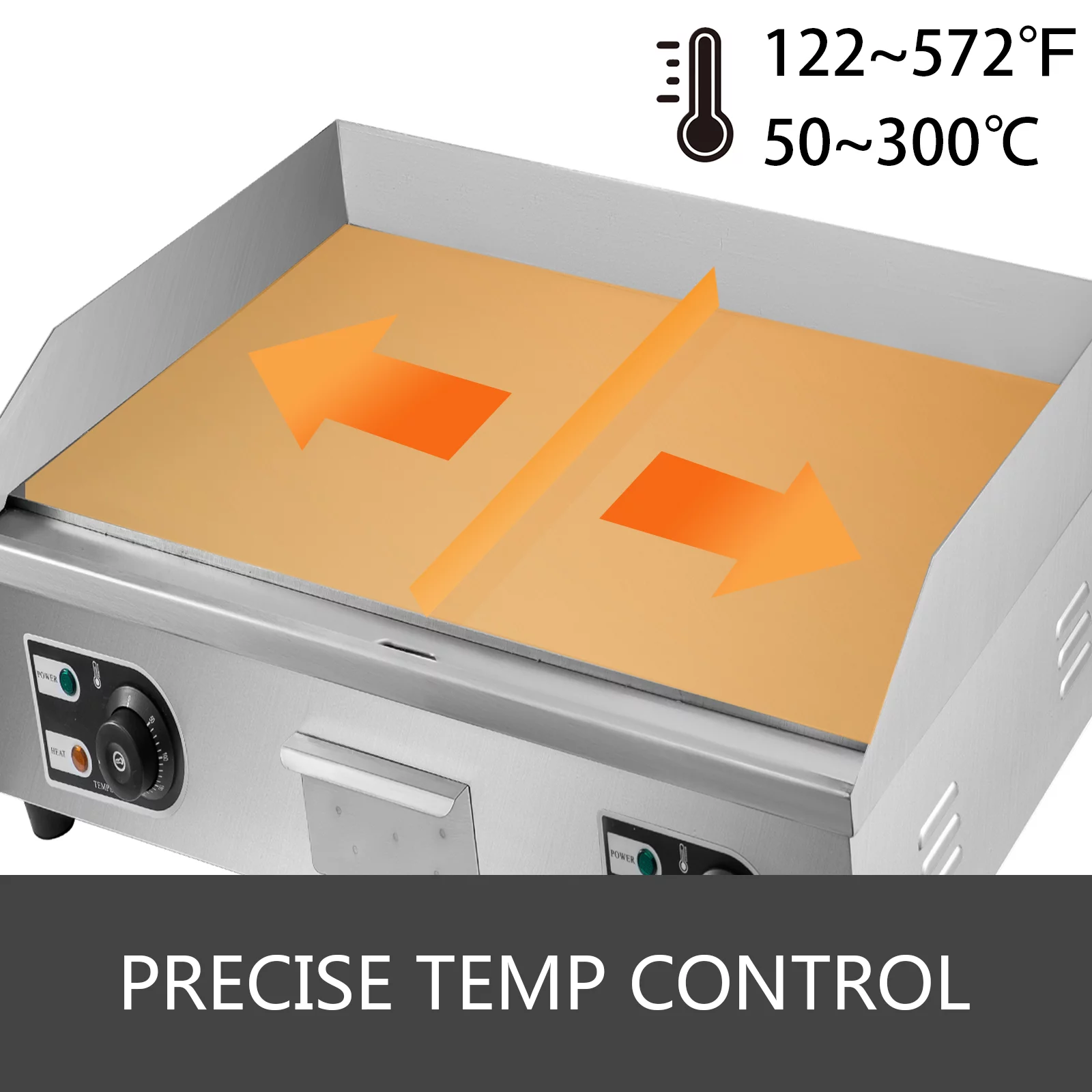 VEVOR 30" Electric Countertop Flat Top Griddle 110V 4400W Non-Stick Commercial Restaurant Teppanyaki Grill Stainless Steel Adjustable Temperature