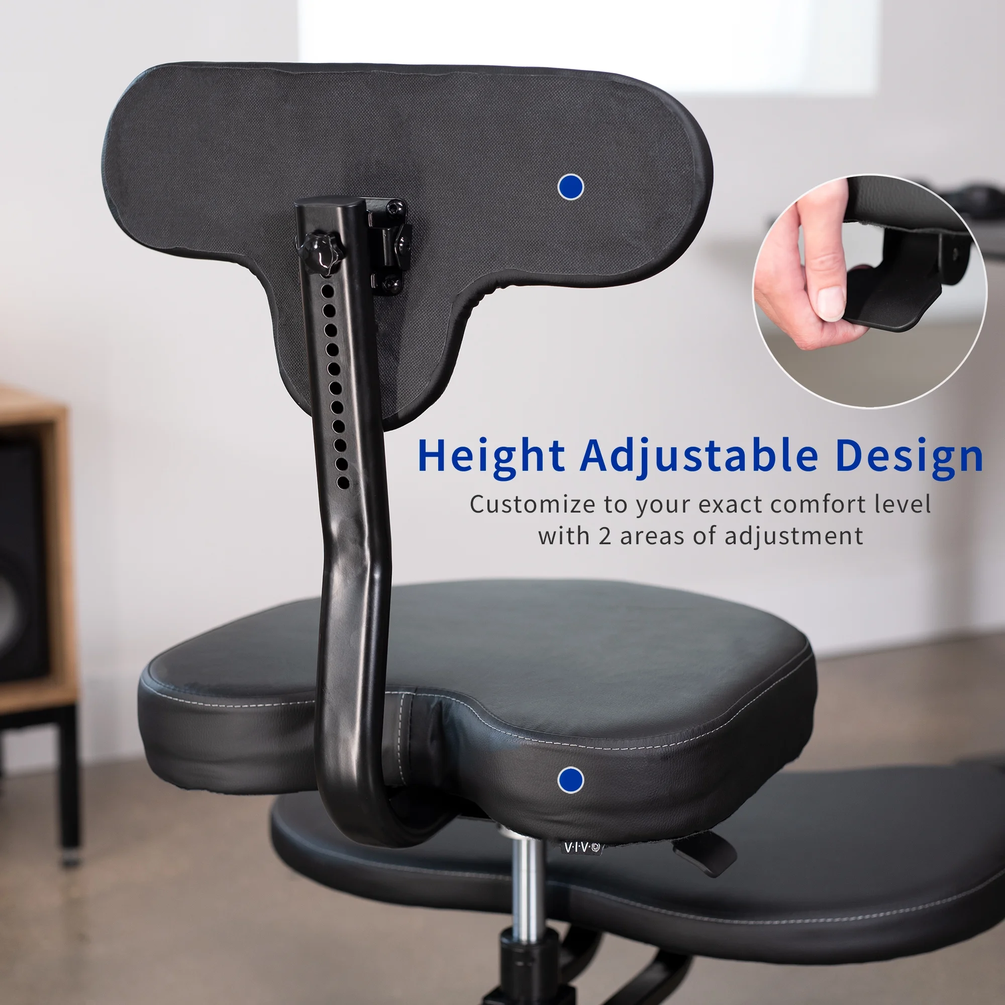 VIVO Black Ergonomic Cross Legged Swivel Chair, Adjustable Stool for Home and Office