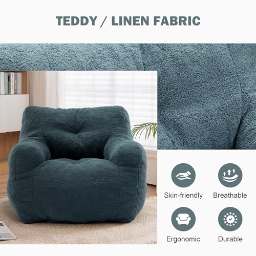 INMOZATA 3FT Bean Bag Chair for Adult Teens Kids(with Filler) Furniture - Soft Teddy Fabric Lazy Sofa Chair